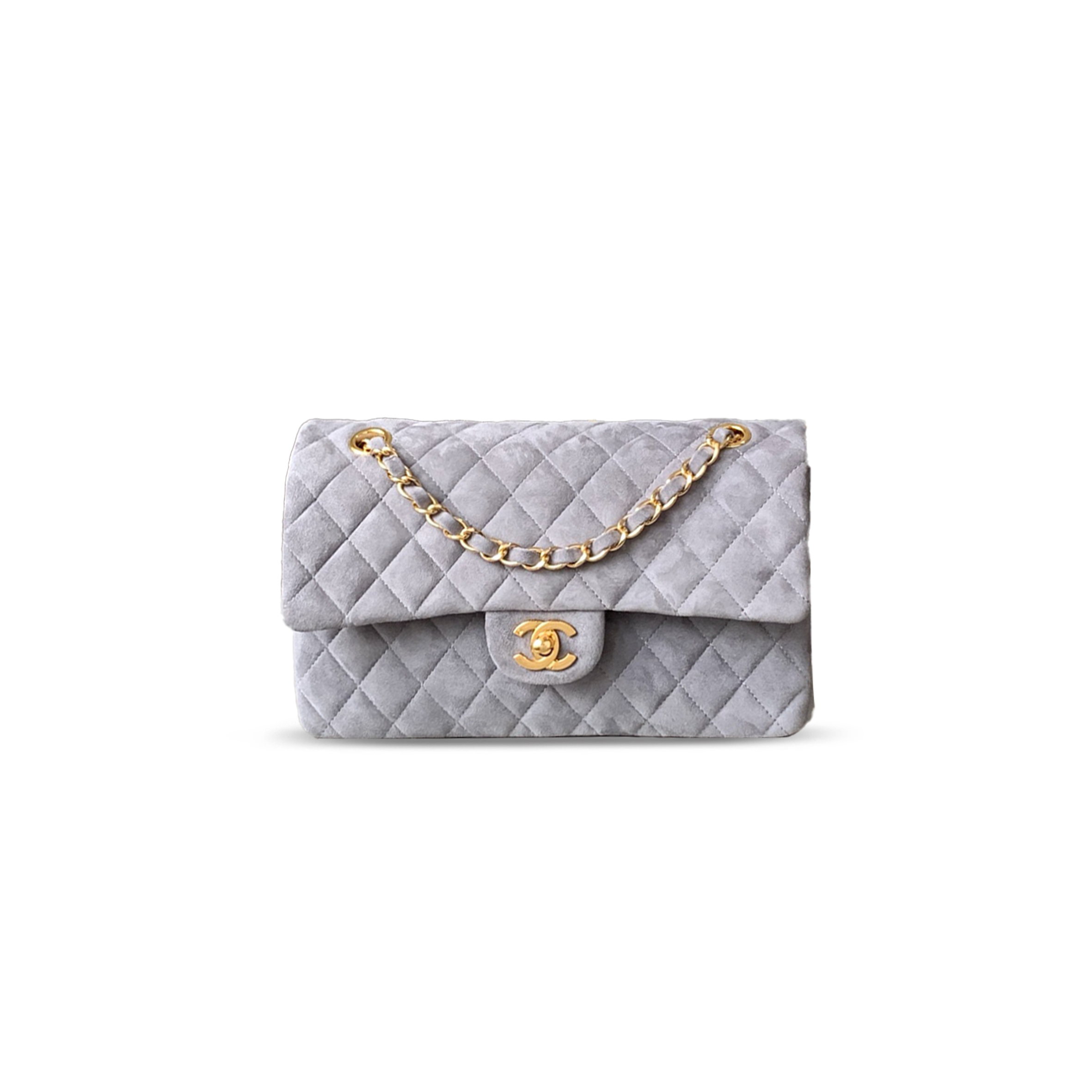 CHANEL SUEDE MEDIUM DOUBLE FLAP SHOULDER BAG 306484 (25*16*8cm)